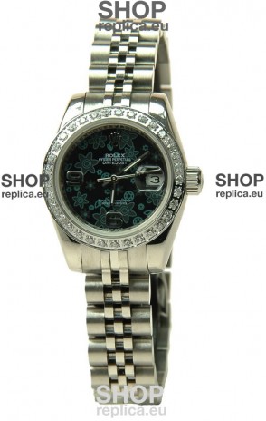 Rolex Datejust Floral Motif Ladies Swiss Replica Watch