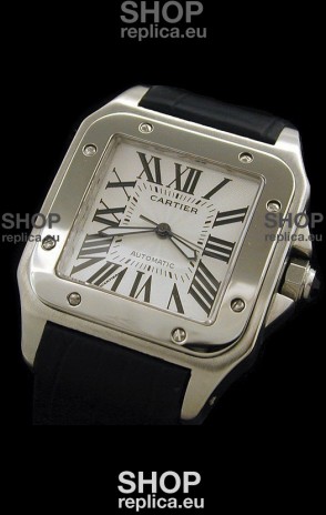 Cartier Santos 100 Swiss Replica Watch in White Dial