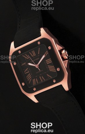 Cartier Santos Swiss Replica Watch in Black Dial