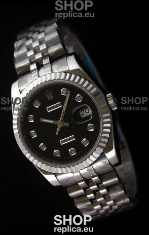 Rolex Datejust Mens Swiss Replica Watch in Black Dial