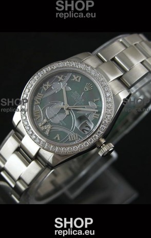 Rolex Oyster Perpetual Date Just Lady Swiss Diamond Watch