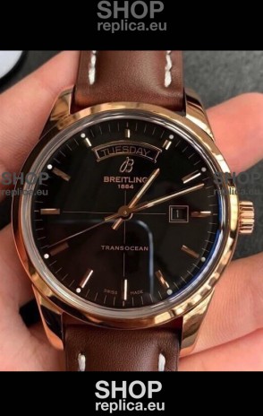 Breitling Transocean Day & Date Swiss Replica Watch in Black Dial 1:1 Mirror Edition