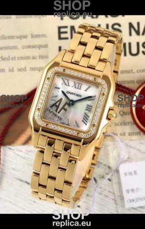PANTHERE de Cartier Edition 27mm Pearl Dial 1:1 Mirror Swiss Watch Yellow Gold Casing