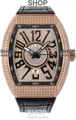 Franck Muller Vanguard V45 Edition in Rose Gold Plating - Black Numerals 