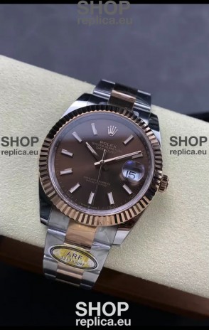 Rolex Datejust 126331 41MM ETA3235 72 Hours Power Brown Dial Oyster 1:1 Mirror Replica in Rose Gold 904L Steel