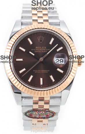 Rolex Datejust M126333 41MM ETA3235 72 Hours Power Brown Dial Jubilee 1:1 Mirror Replica Rose Gold 904L Steel