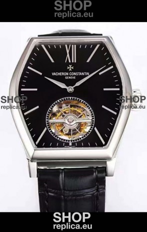Vacheron Constantin Malte Tourbillon 1:1 Mirror Stainless Steel Swiss Replica Black Dial 