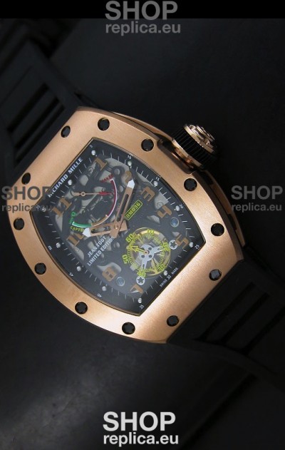Richard Mille RM002 Power Reserve Tourbillon Swiss Replica Watch in Pink Gold Case 