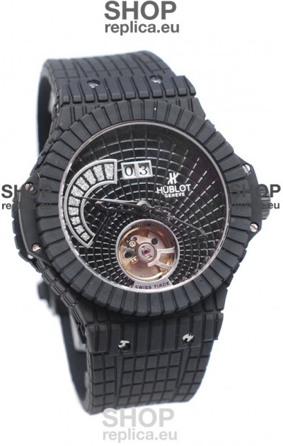 Hublot Black Caviar Tourbillon Power Reserve Japanese Replica Watch