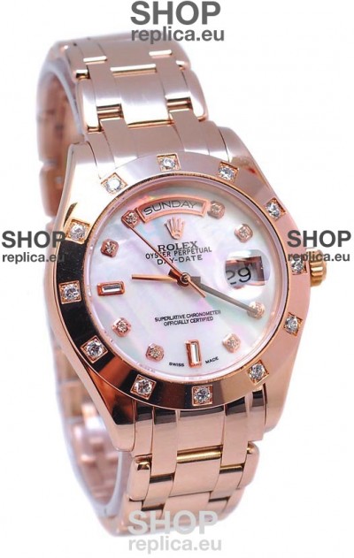 Rolex Day Date White Mother of Pearl Swiss Replica Watch
