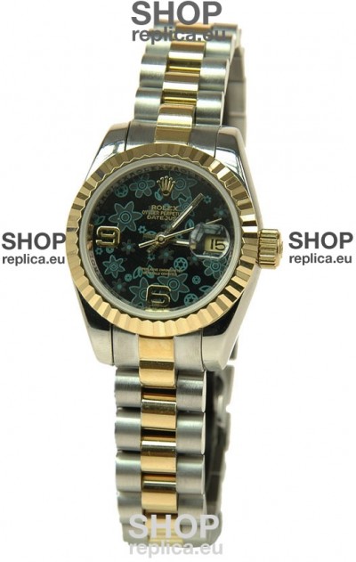 Rolex Datejust Floral Motif Ladies Swiss Replica Watch