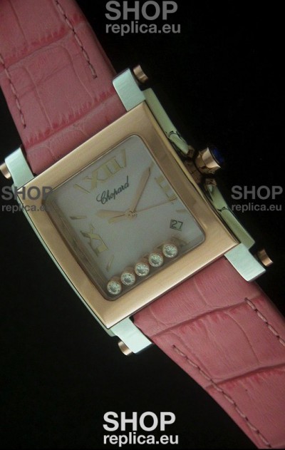 Chopard Happy Sport Swiss Replica Watch in Pink Strap