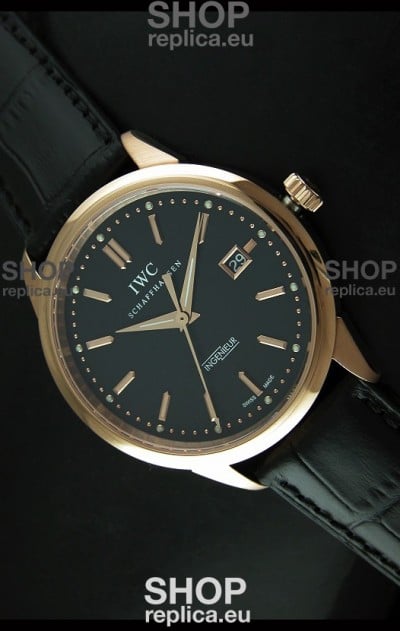 IWC Schaffhausen Ingenuier Vintage Swiss Replica Automatic Rose Gold Watch in Black Dial