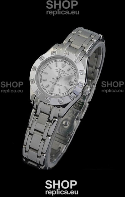 Rolex Datejust Ladies Swiss Replica Ladies Watch in Silver White Dial