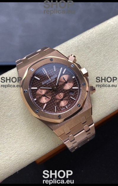 Audemars Piguet Royal Oak Super Clone - Rose Gold Casing Brown Dial in 41MM