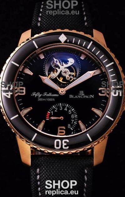 Blancpain Fifty Fathoms Tourbillon 8 Jours 1:1 Mirror Swiss Replica Watch in Rose Gold Casing