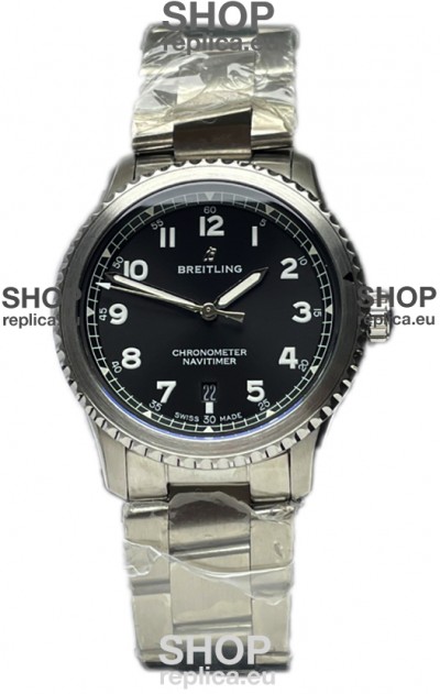 Breitling Navitimer Aviator 8 Automatic 41 Black Dial Steel Strap 1:1 Mirror Swiss Replica Watch 