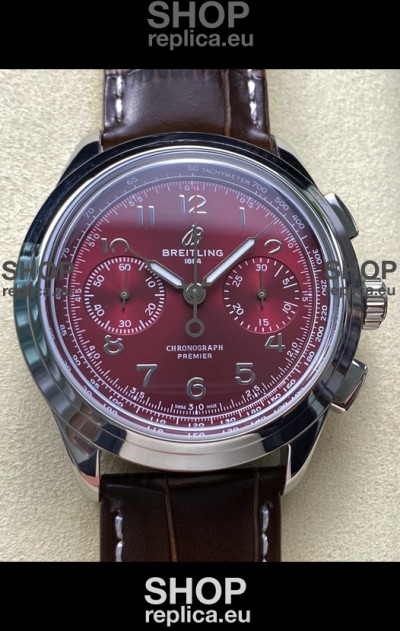 Breitling Premier B01 Chronograph 42 Edition Steel Casing Maroon Dial - 1:1 Mirror Replica Watch