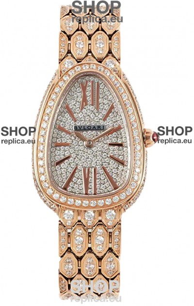 Bvlgari Serpenti Seduttori Edition Watch in Diamonds Paved Yellow Gold Casing - 1:1 Mirror Replica