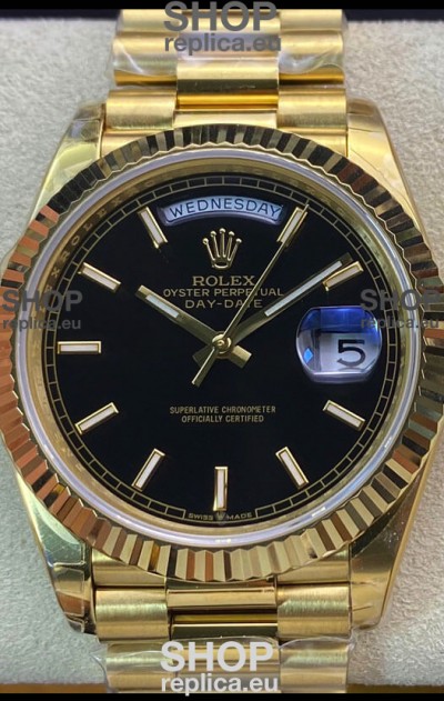 Rolex Day Date Presidential 18K Yellow Gold Watch 36MM - Black Dial 1:1 Mirror Quality