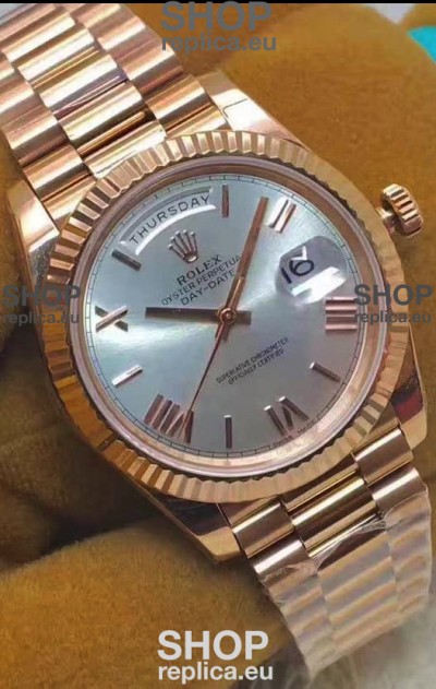 Rolex Day Date 40MM 228235 1:1 Rose Gold in Silver Dial 1:1 Mirror Replica Watch