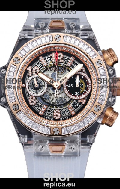 Hublot Big Bang Unico Sapphires Casing 1:1 Mirror Edition Swiss Replica Watch White Strap