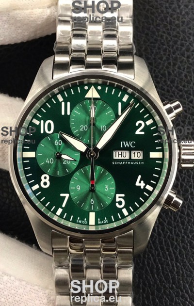 IWC Pilot Chronograph Edition Green Dial in 904L Steel Casing 1:1 Mirror Replica Watch