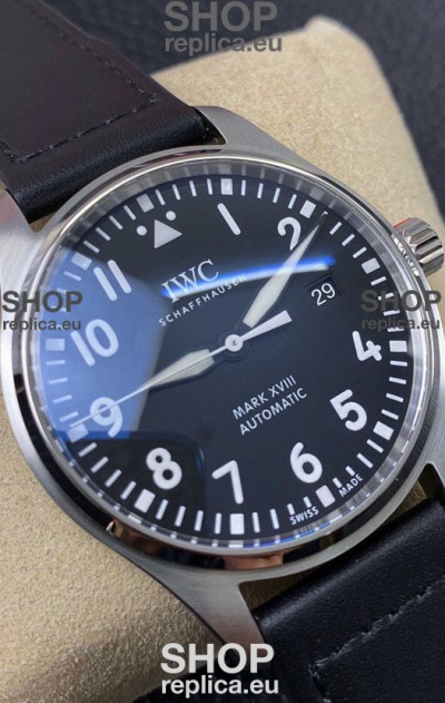 IWC Pilot Mark XVIII IW327001 1:1 Mirror Swiss Replica Watch in Black Dial 