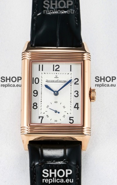 Jaeger-LeCoultre Reverso Super Clone DuoFace Black/White Rose Gold Replica Watch 