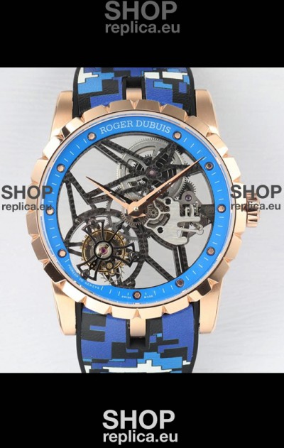 Roger Dubuis Excalibur Spider Flying Tourbillon Skeleton Rose Gold Casing 42MM 1:1 Mirror Swiss Watch