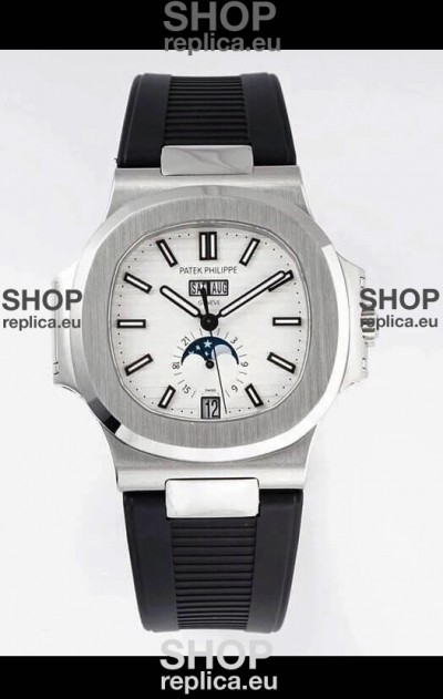 Patek Philippe Nautilus 5726A 1:1 Mirror Swiss Watch White Dial Rubber Strap