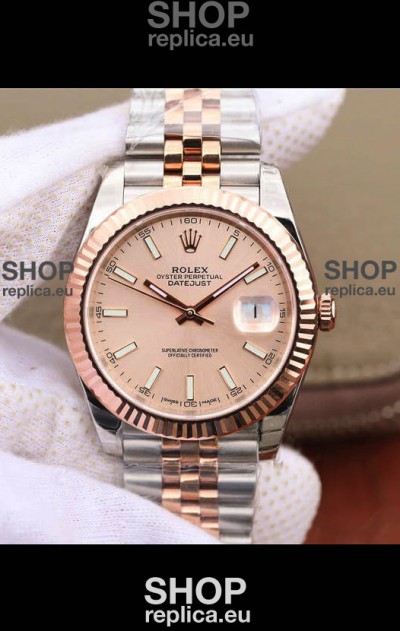 Rolex Datejust 41MM Cal.3135 Movement Swiss Replica Watch in 904L Steel Two Tone Champange Dial