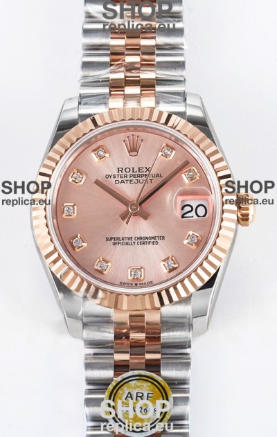 Rolex Super Clone Datejust ETA 2688 Movement 31MM Two Tone Rose Gold Swiss Champange Dial