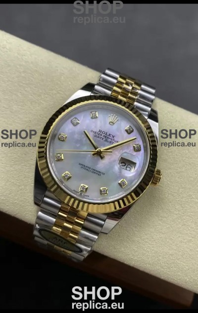 Rolex Datejust M126333 41MM ETA3235 72 Hours Power Pearl Dial Jubilee 1:1 Mirror Replica Yellow Gold 904L Steel