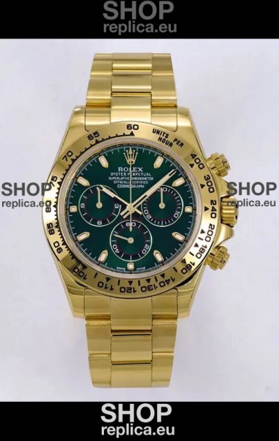 Rolex Daytona John Mayer Super Clone 116508 Yellow Gold Green Dial Cal.4130 Movement Swiss Replica