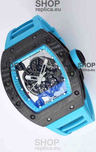 Richard Mille RM055 Forged Carbon Casing 1:1 Mirror Replica Watch in Blue Strap 