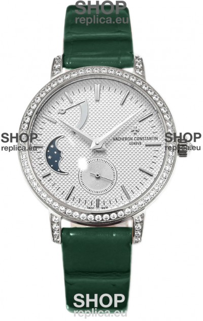 Vacheron Constantin Traditionelle Moon Phase White Dial in Steel Case Swiss Replica