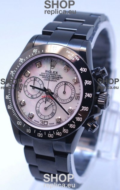 Rolex Daytona Cosmograph Project X Design Black Out Edition Series II Swiss Watch in Pink Pearl Dial 